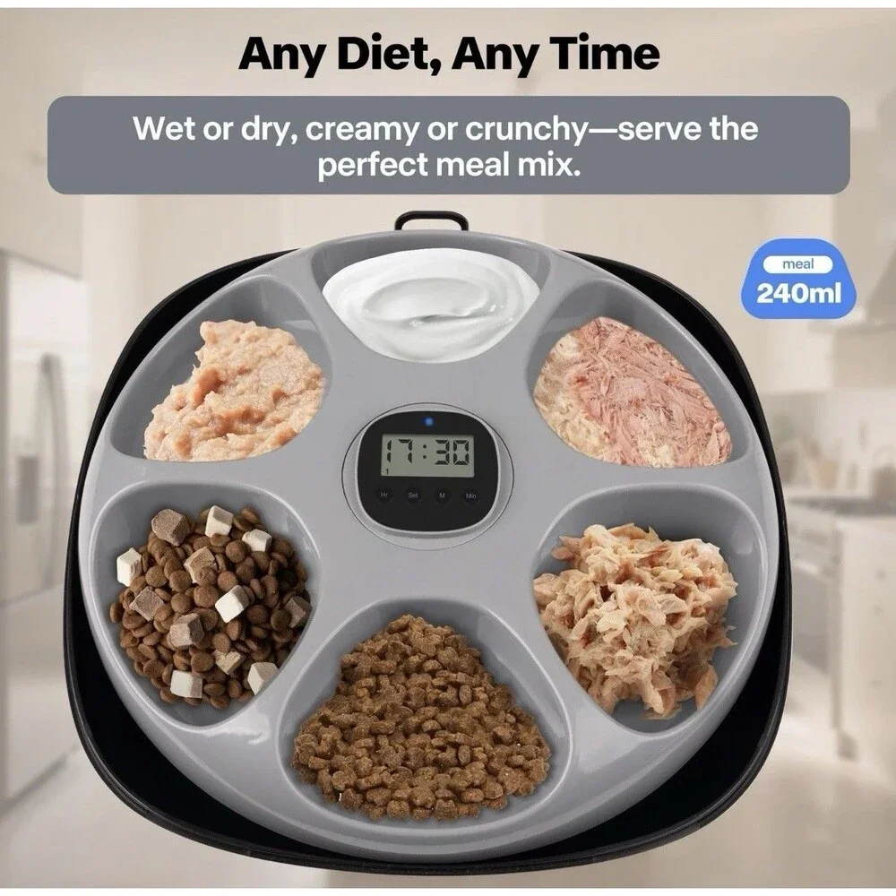 Sharper Image Smart 6 Meal Rechargeable Auto NovaFeeder Timer Pet Food Dispenser